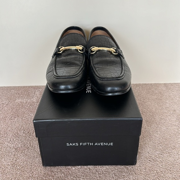 Saks Fifth Avenue Firenze Men’s Black Leather Loafers Size 9M - Picture 10 of 10